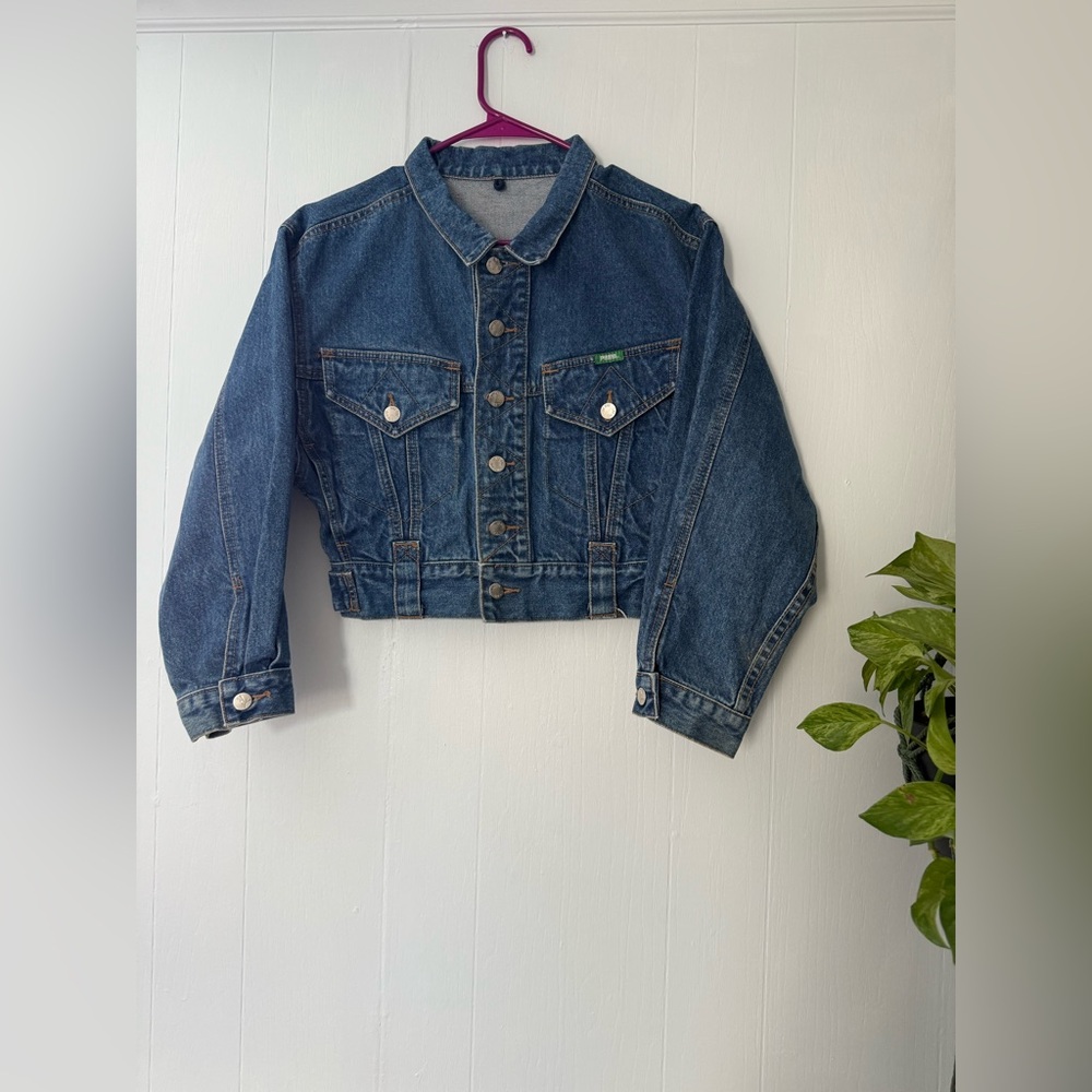 Vintage 80s PUMA Jeans Denim Jacket Short Cut Bomber Chore Western Chore Boho